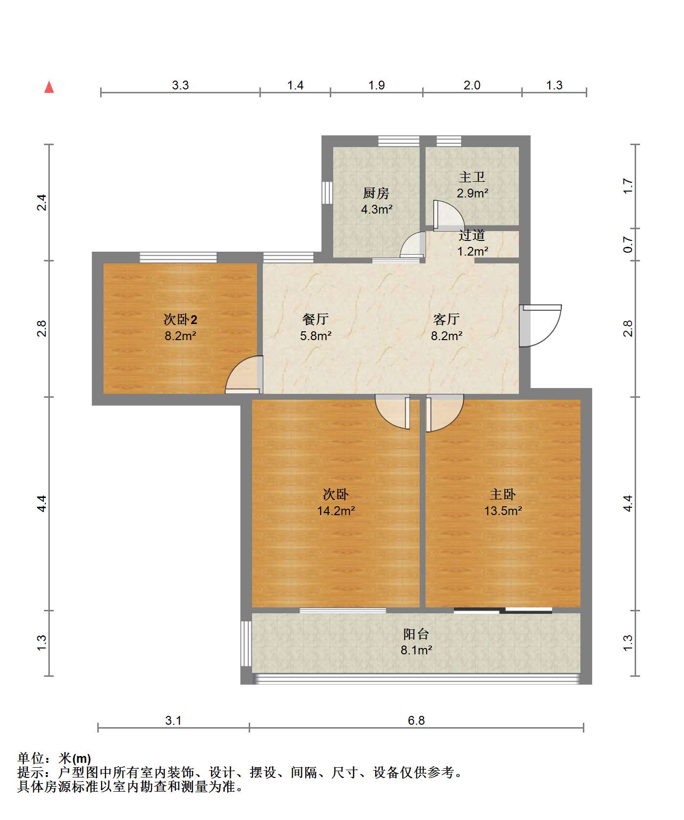 濠东路51号小区 3室1厅1卫 89m&sup2;