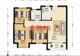 金科廊桥水岸 3室2厅2卫 90m&sup2;