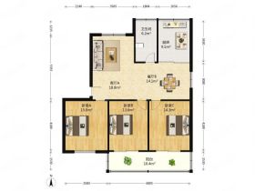 天馨花苑 3室2厅1卫 120m&sup2;