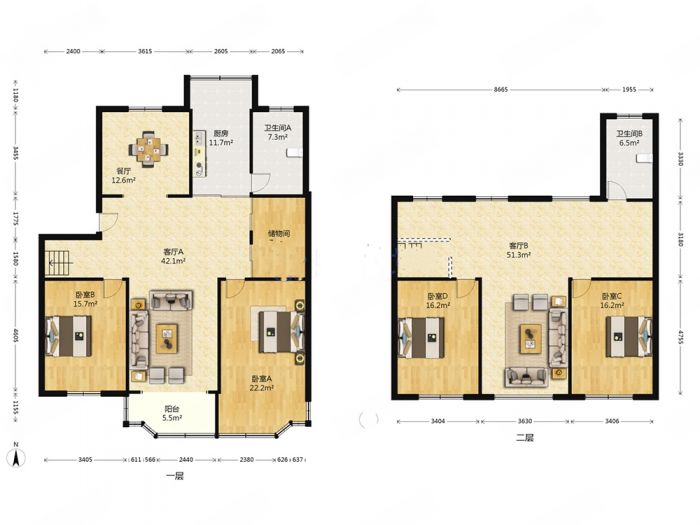 天都花苑 4室2厅2卫 221.67m&sup2;