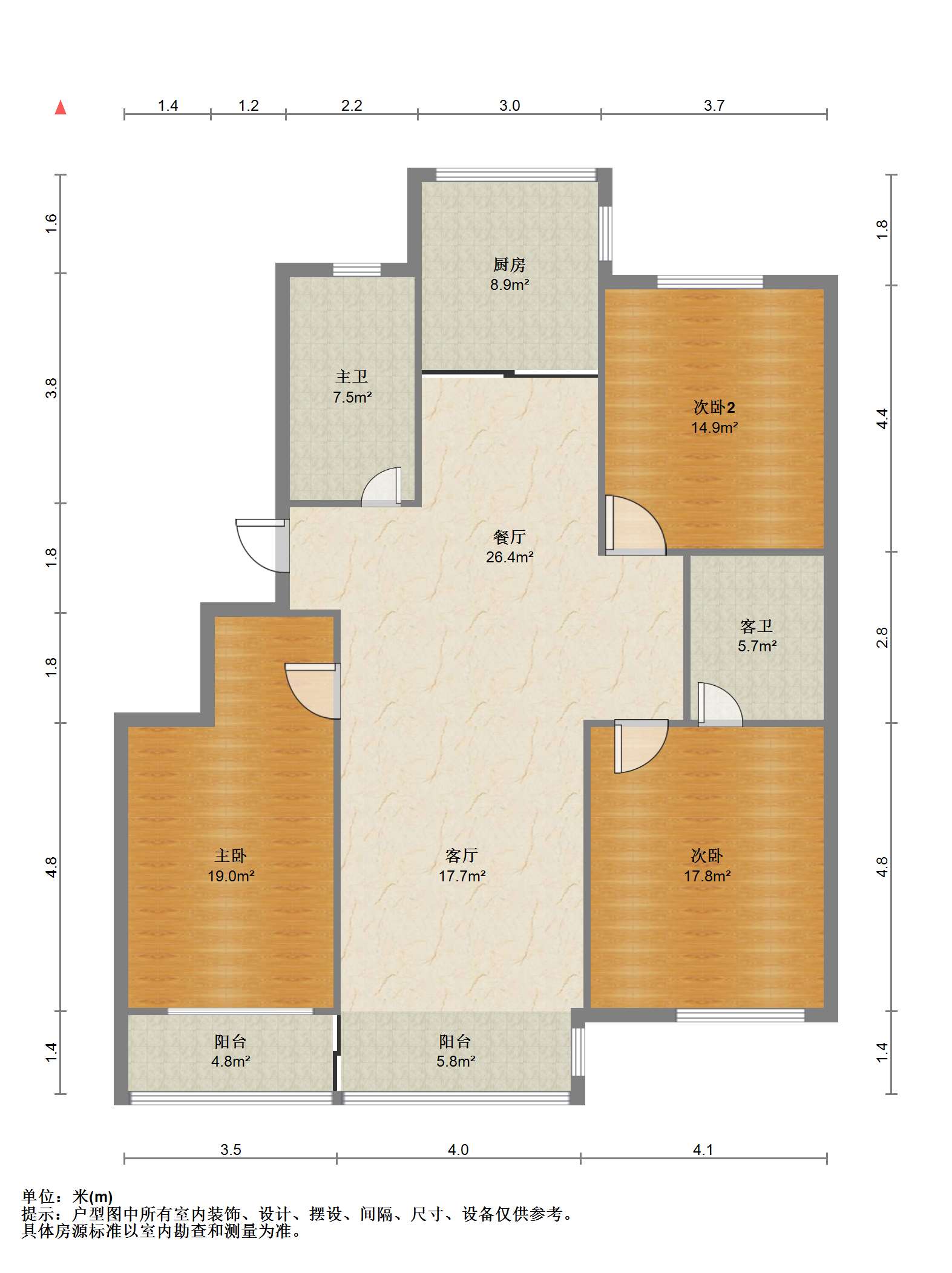 紫东花苑 3室2厅2卫 130m&sup2;