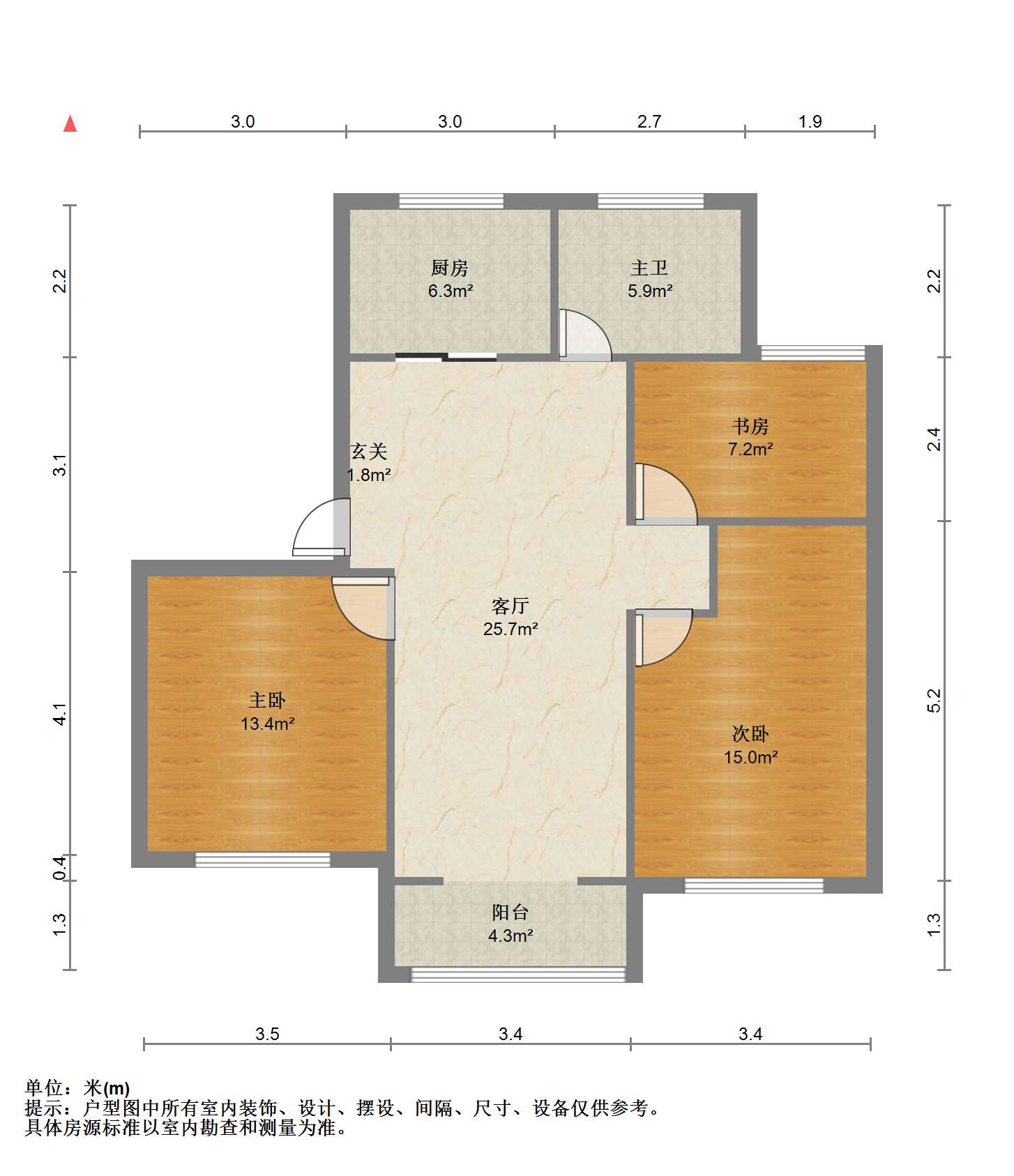 学田北苑 3室1厅1卫 103.00m&sup2;