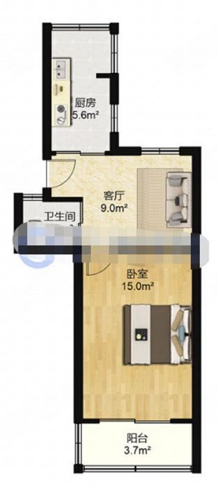 虹桥新村(朝霞路) 1室1厅1卫 48m&sup2;