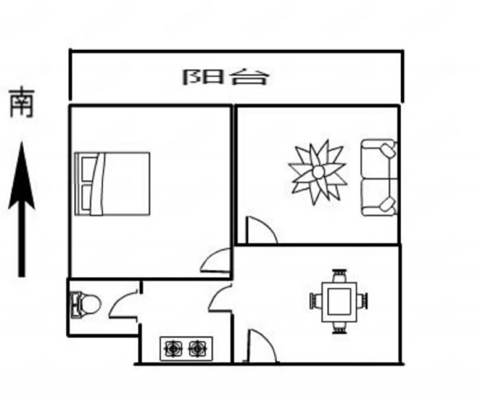青年路新村 2室1厅1卫 54.00m&sup2;