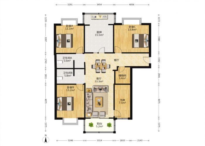 德民花苑 4室2厅2卫 147m&sup2;