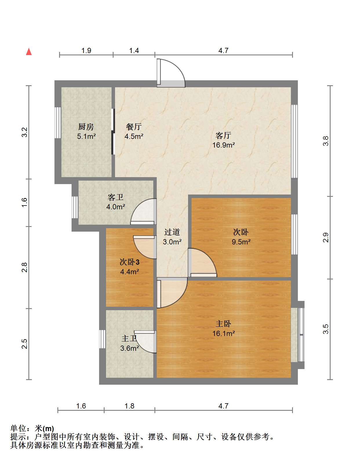 卓越府 3室1厅1卫 100.01m&sup2;