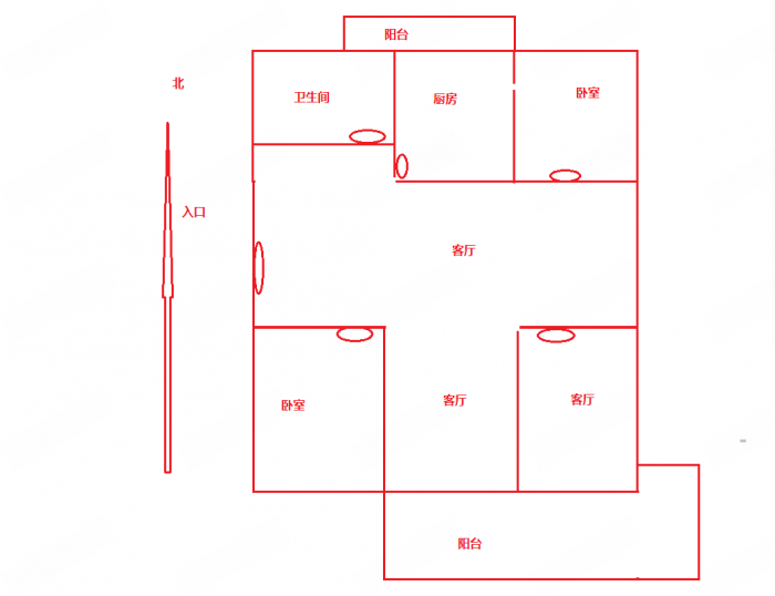 濠西园中北小区 3室2厅1卫 130m&sup2;