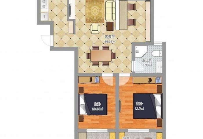 世濠花园 3室2厅1卫 112m&sup2;