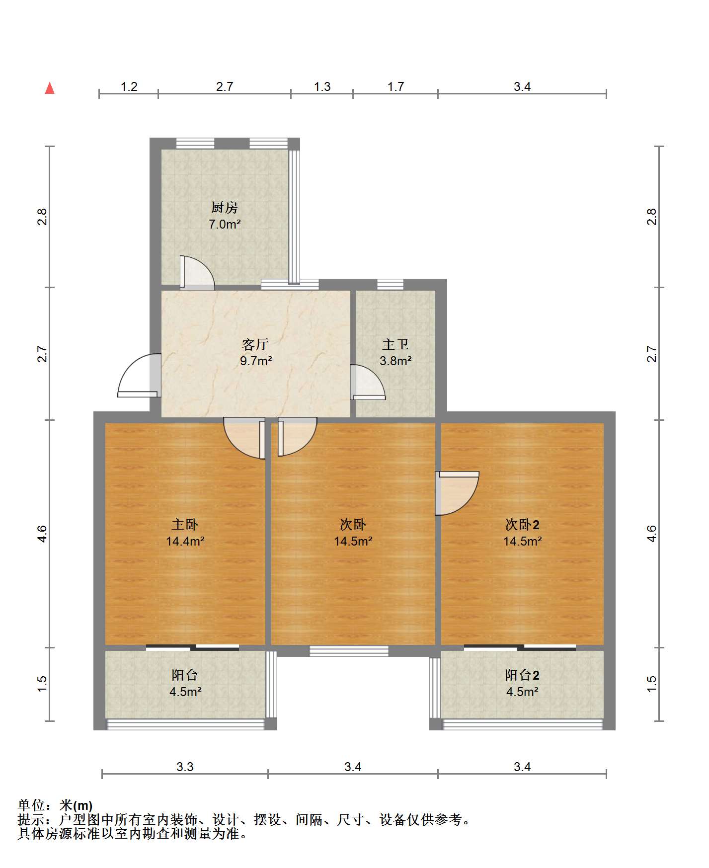 富贵园 3室1厅1卫 84.7m&sup2;