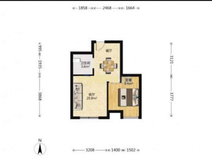 南辰濠郡 1室1厅1卫 62m&sup2;