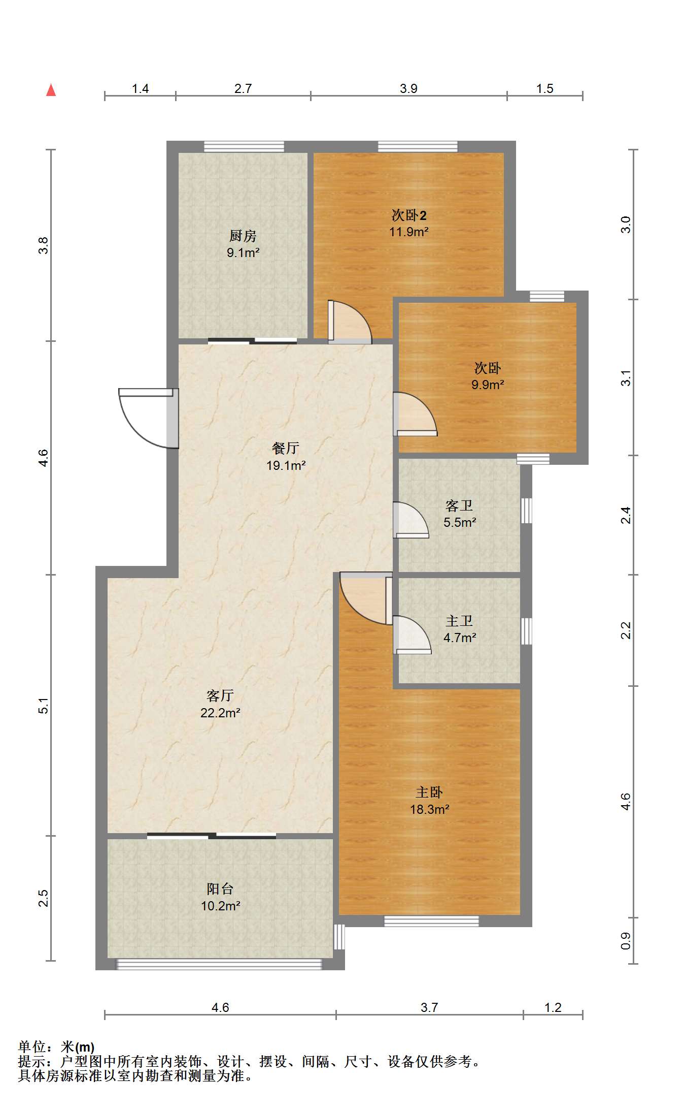 天安花园 3室2厅2卫 131.00m&sup2;