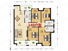 保利香槟国际 4室2厅2卫 140.00m&sup2;