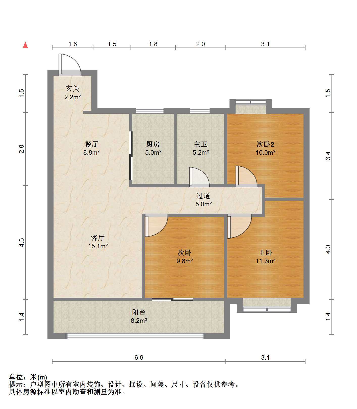北纬31度 3室2厅1卫 96.86m&sup2;