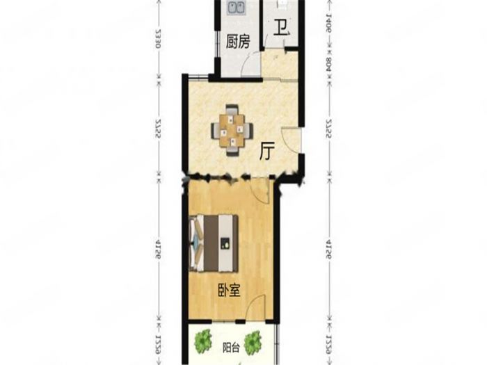 富新社区 1室1厅1卫 43m&sup2;