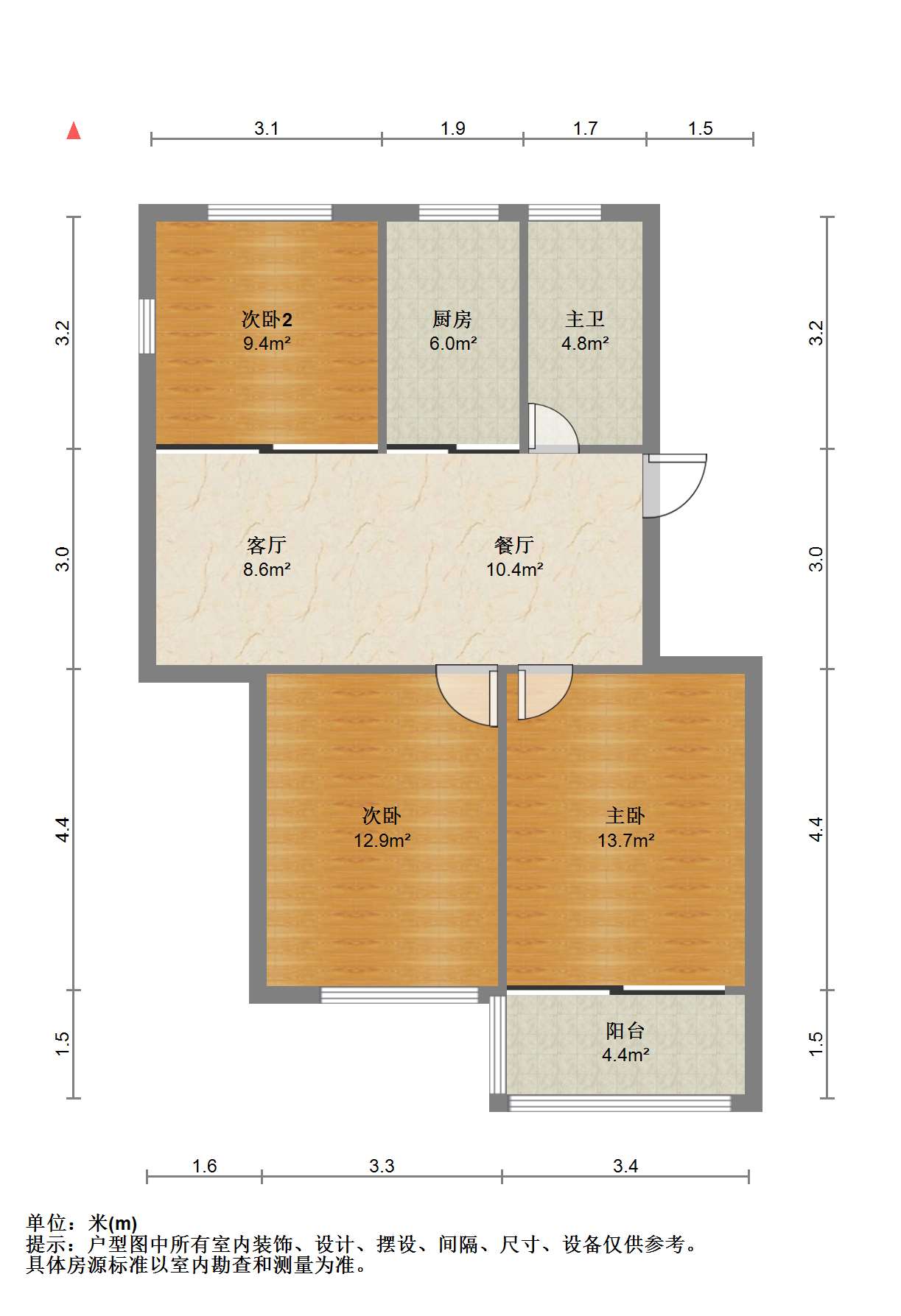 世纪园 3室1厅1卫 92.72m&sup2;