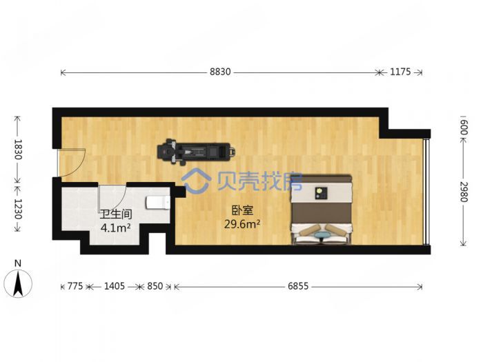 圆融嘉悦阁 1室1厅1卫 65m&sup2;