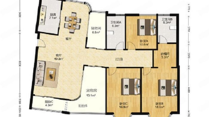 优山美地花园南区 5室2厅2卫 186.90m&sup2;