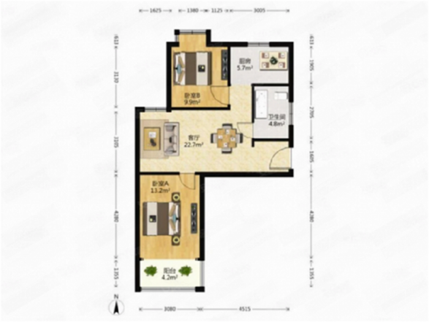 融悦华庭 2室2厅1卫 86m&sup2;