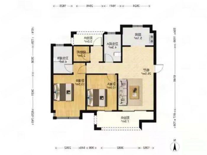 绿地新里城 3室2厅2卫 106m&sup2;