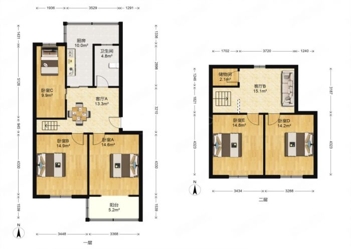 越江新村 5室2厅2卫 124m&sup2;