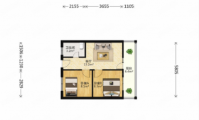 涌鑫八达通广场 2室1厅1卫 52m&sup2;