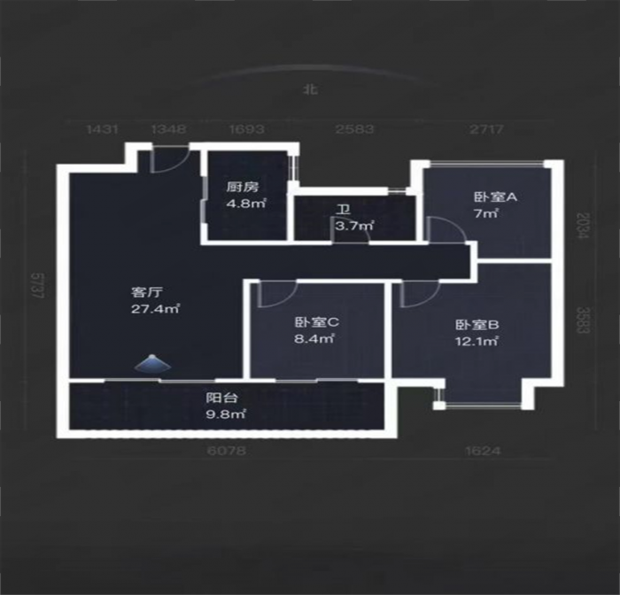 时光漫城 3室2厅1卫 113m&sup2;