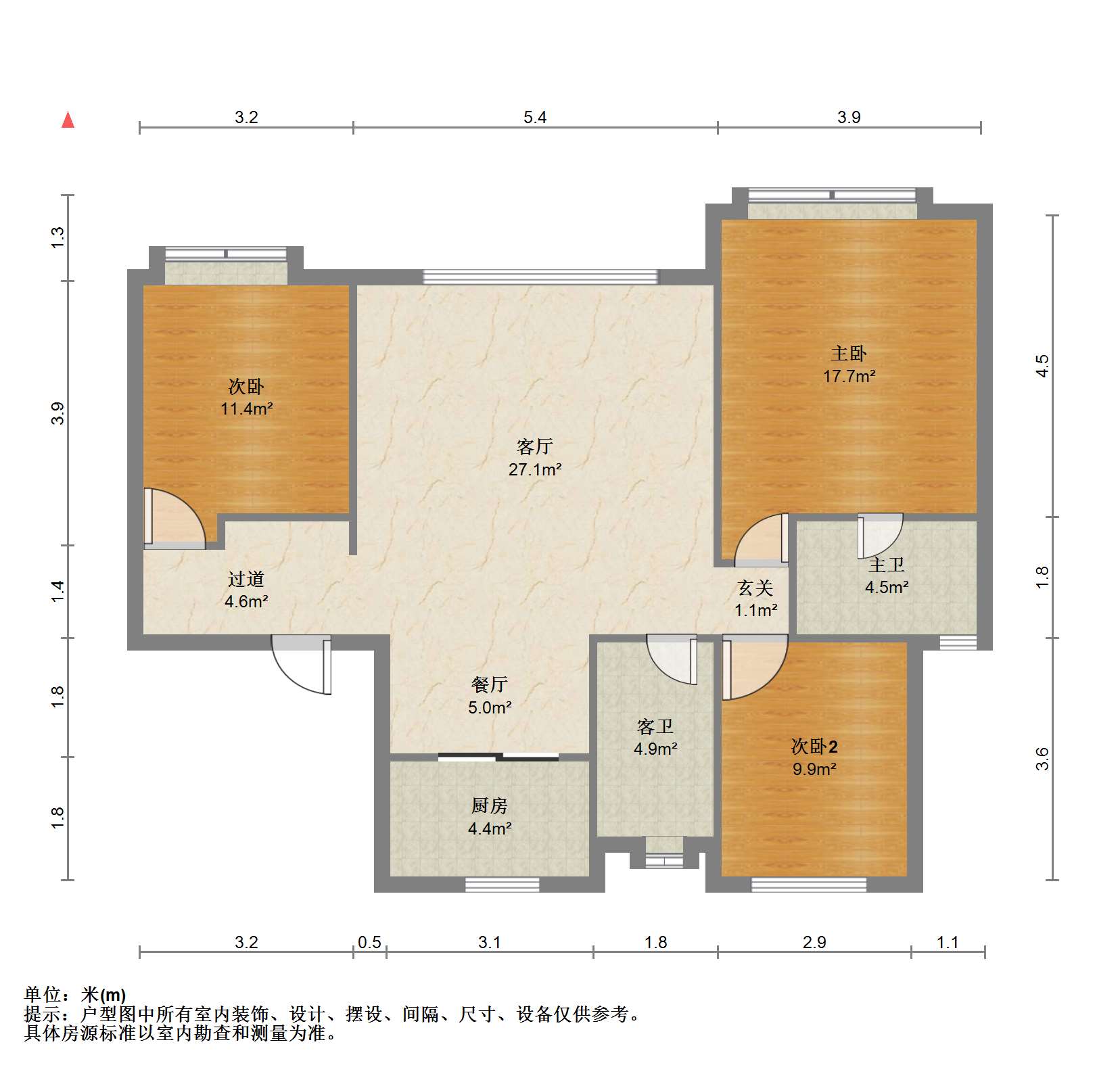 滨江道江园 3室2厅2卫 127m&sup2;