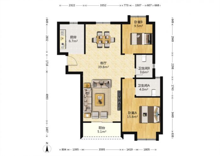 中海碧林湾 3室2厅2卫 109m&sup2;