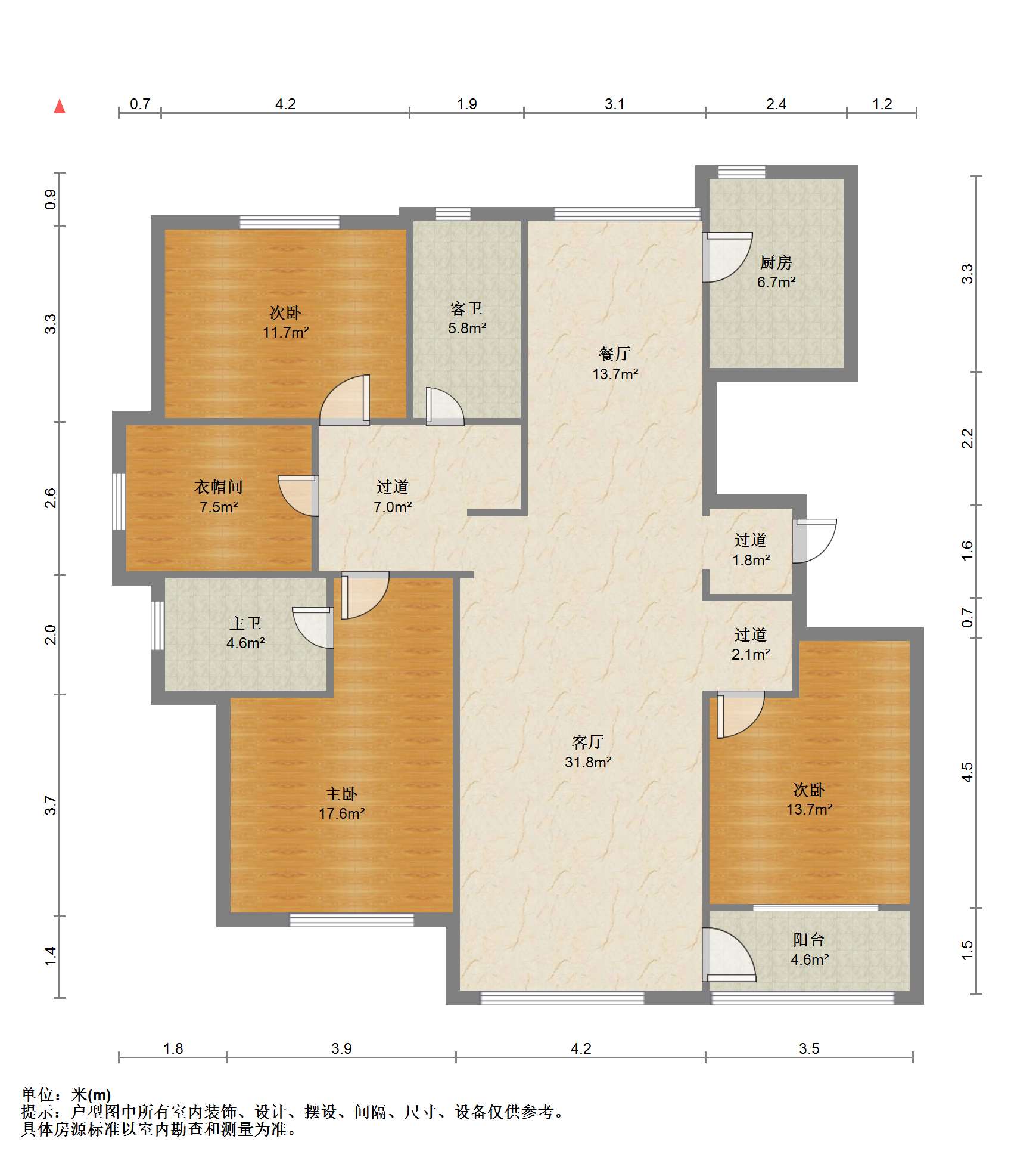 万濠世家 3室2厅2卫 165.00m&sup2;