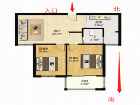 炜赋花苑 2室2厅1卫 78.00m&sup2;