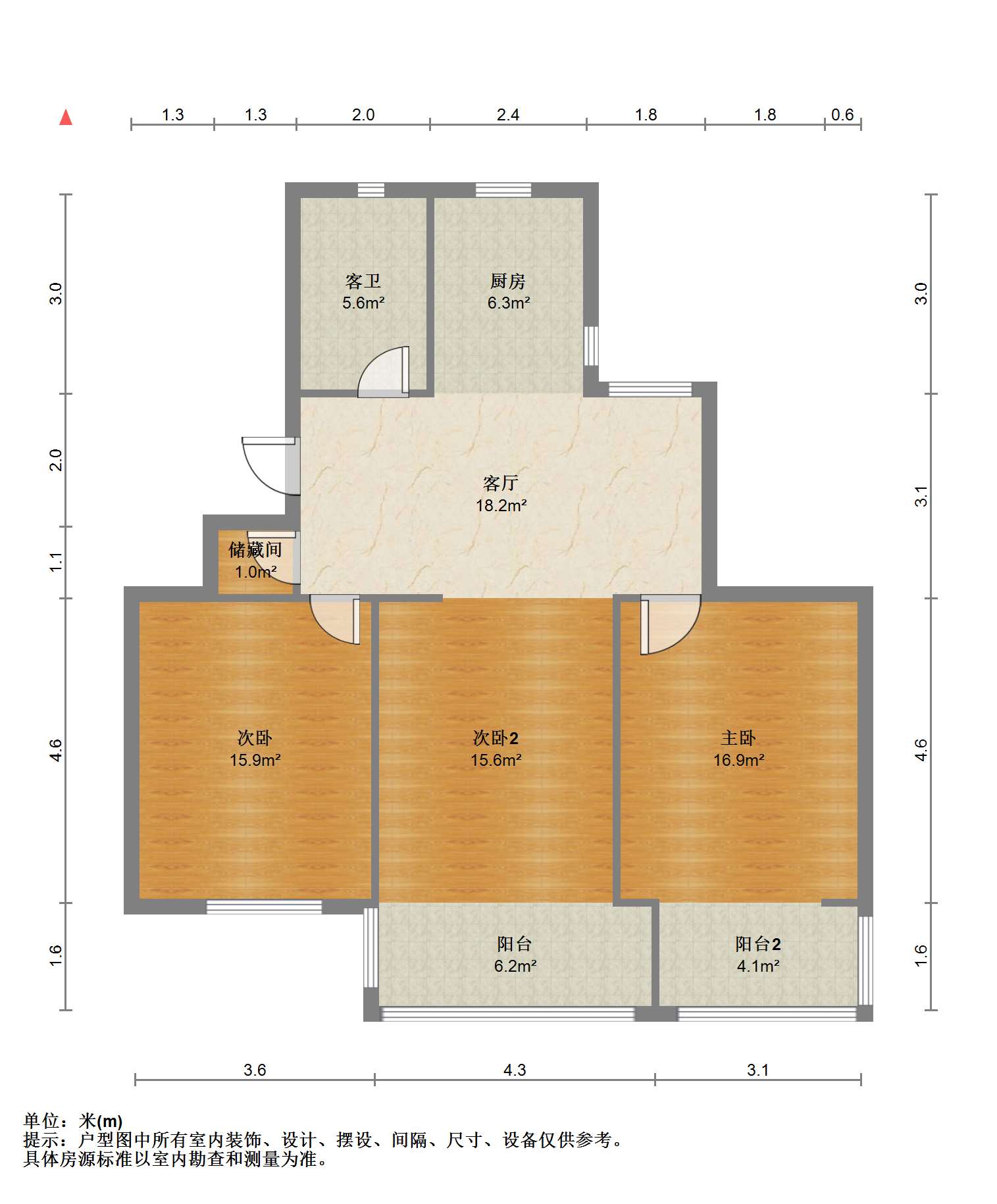 晨苑 3室1厅1卫 96.74m&sup2;