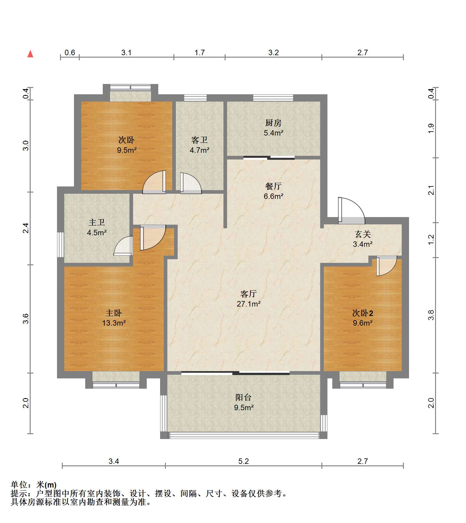 万濠禧园 3室2厅2卫 127m&sup2;
