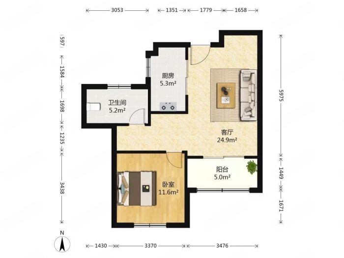 世濠花园 1室1厅1卫 67m&sup2;