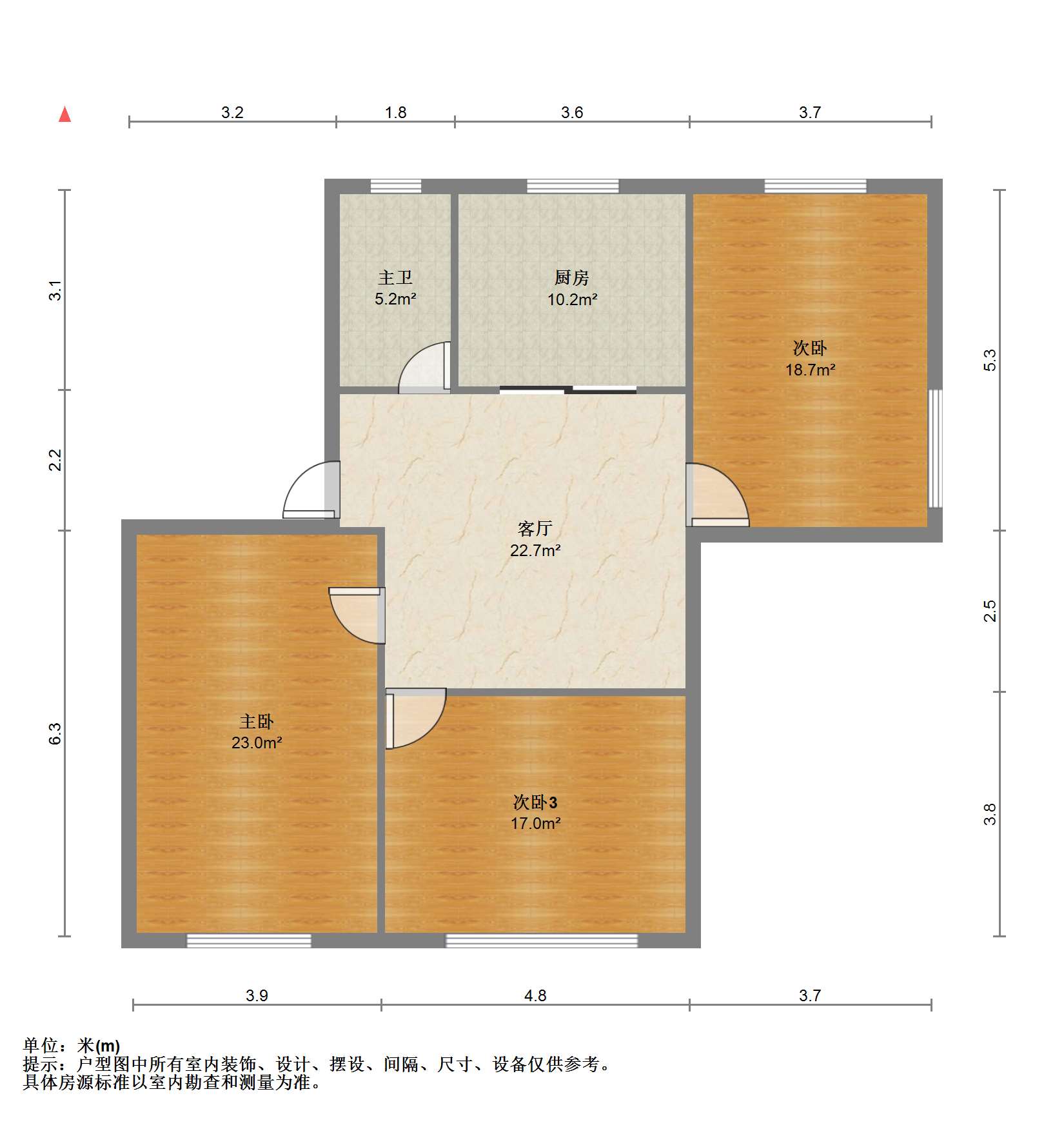 德民花苑东区 3室1厅1卫 117.15m&sup2;