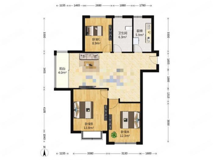 御景澜庭 3室2厅2卫 110.83m&sup2;
