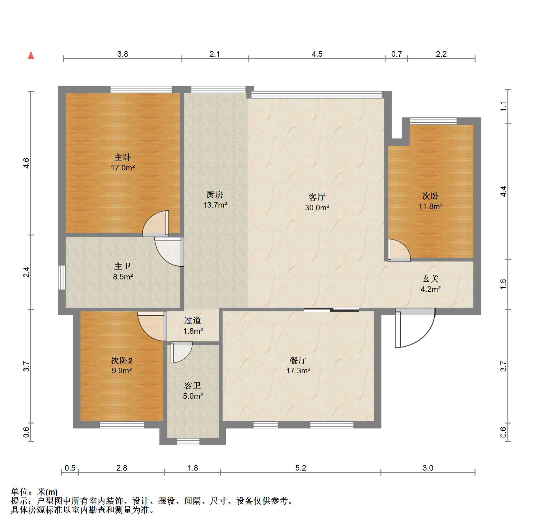滨江玺 3室2厅2卫 145.00m&sup2;