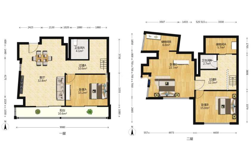 金海岸国际广场 3室2厅2卫 112.58m&sup2;