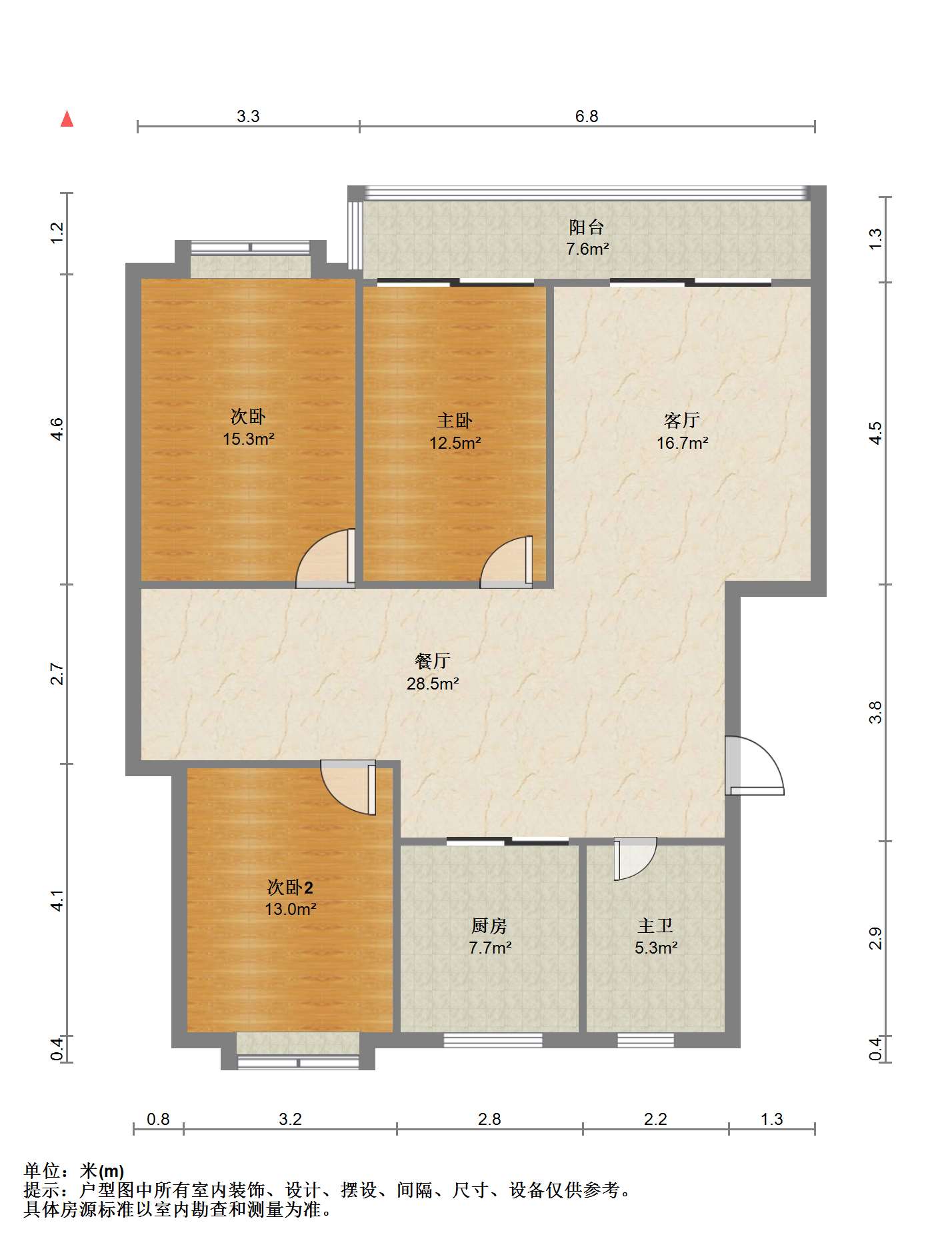 天晖苑 3室2厅1卫 130.00m&sup2;