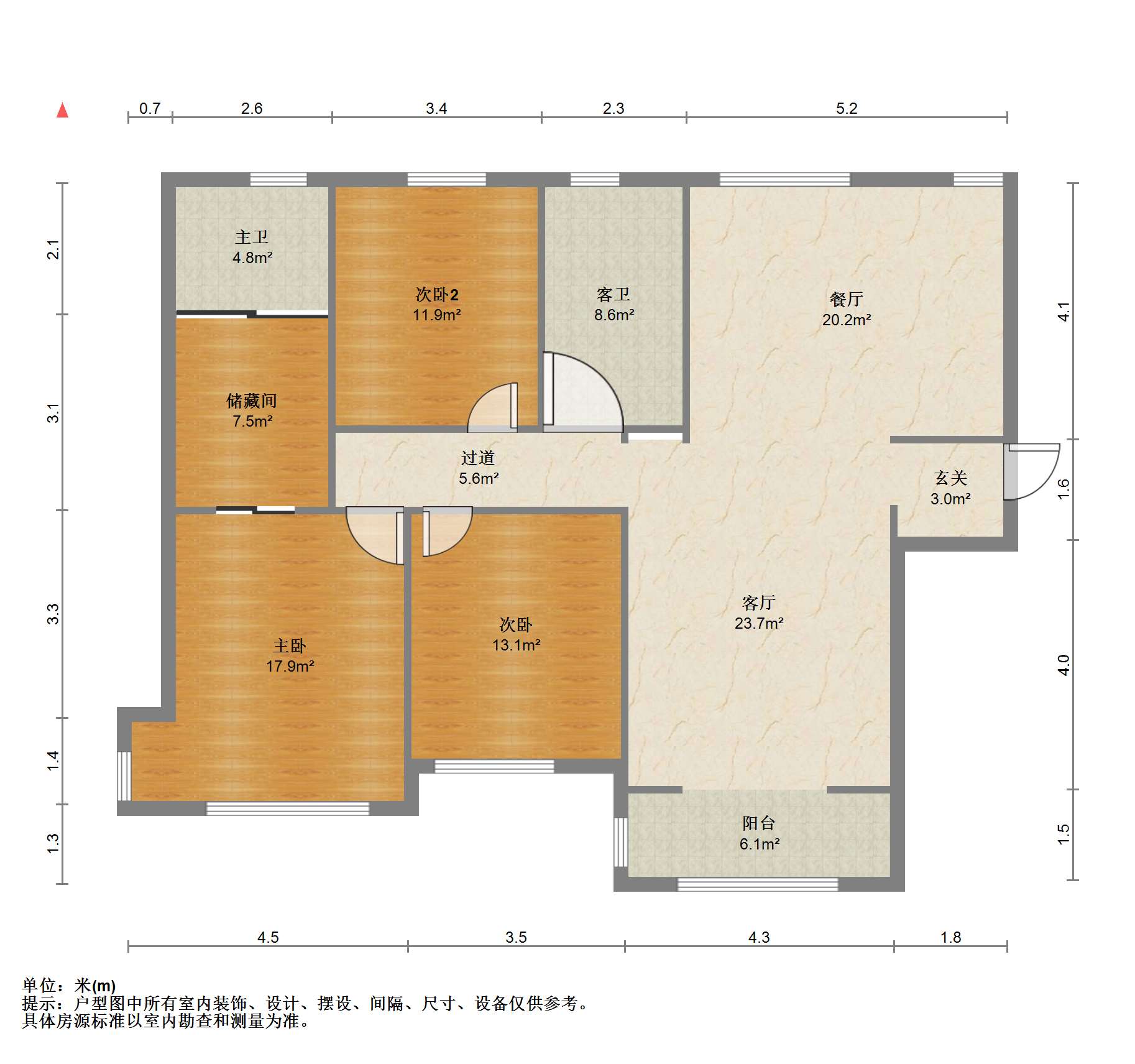南通橡树湾 3室2厅2卫 140.76m&sup2;