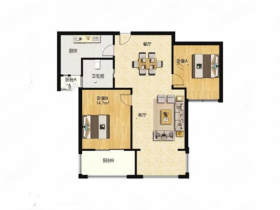 恒盛豪庭 2室2厅1卫 94m&sup2;