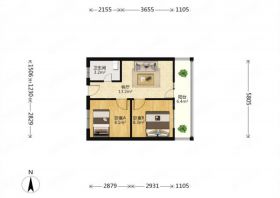 涌鑫八达通广场 2室1厅1卫 51.69m&sup2;