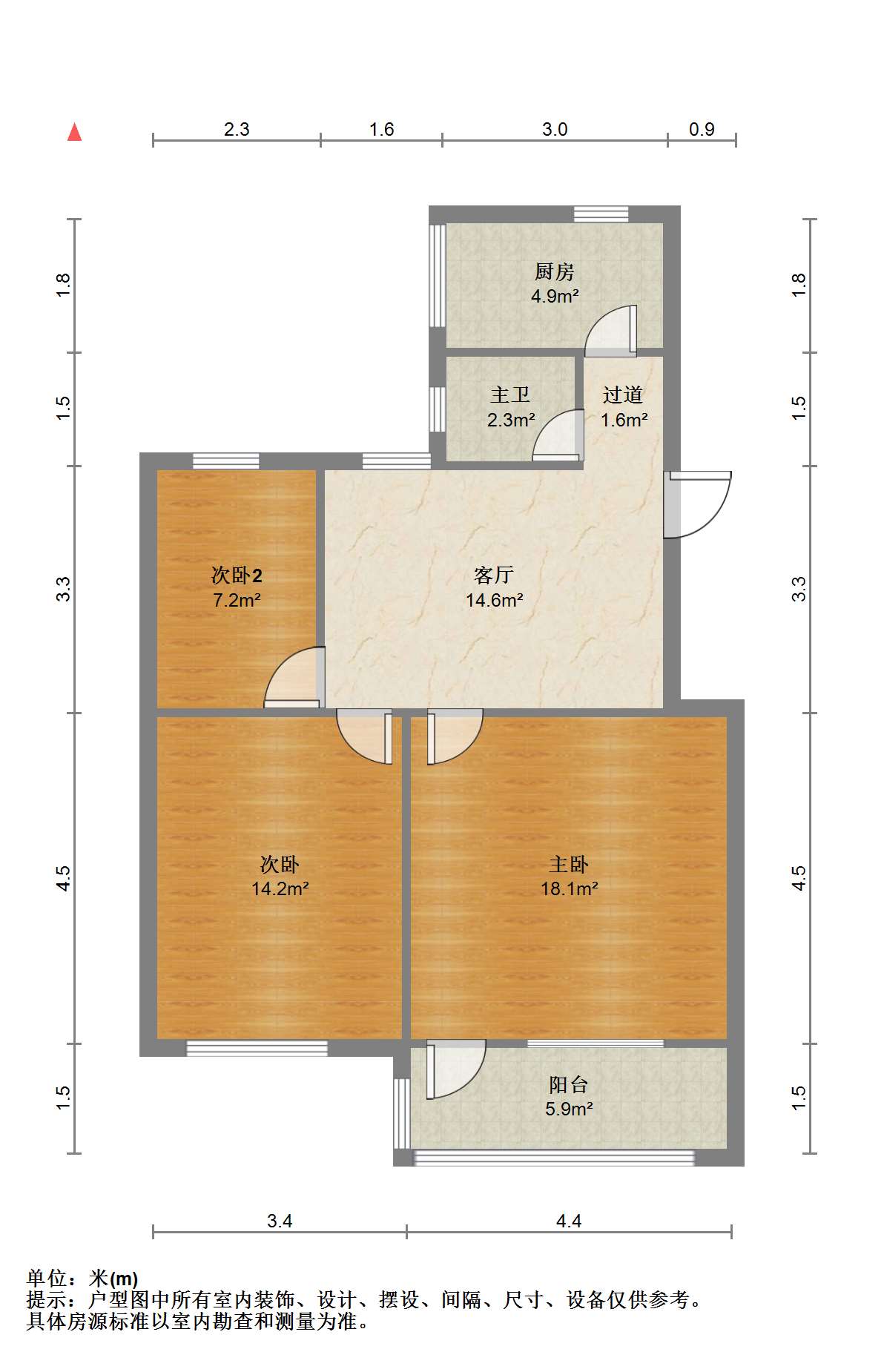 白家园 3室1厅1卫 86.50m&sup2;