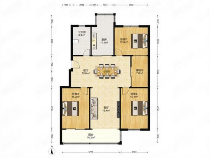 和谐汇景新苑 3室2厅1卫 126m&sup2;