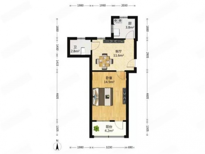 北濠桥新村 1室1厅1卫 47.00m&sup2;