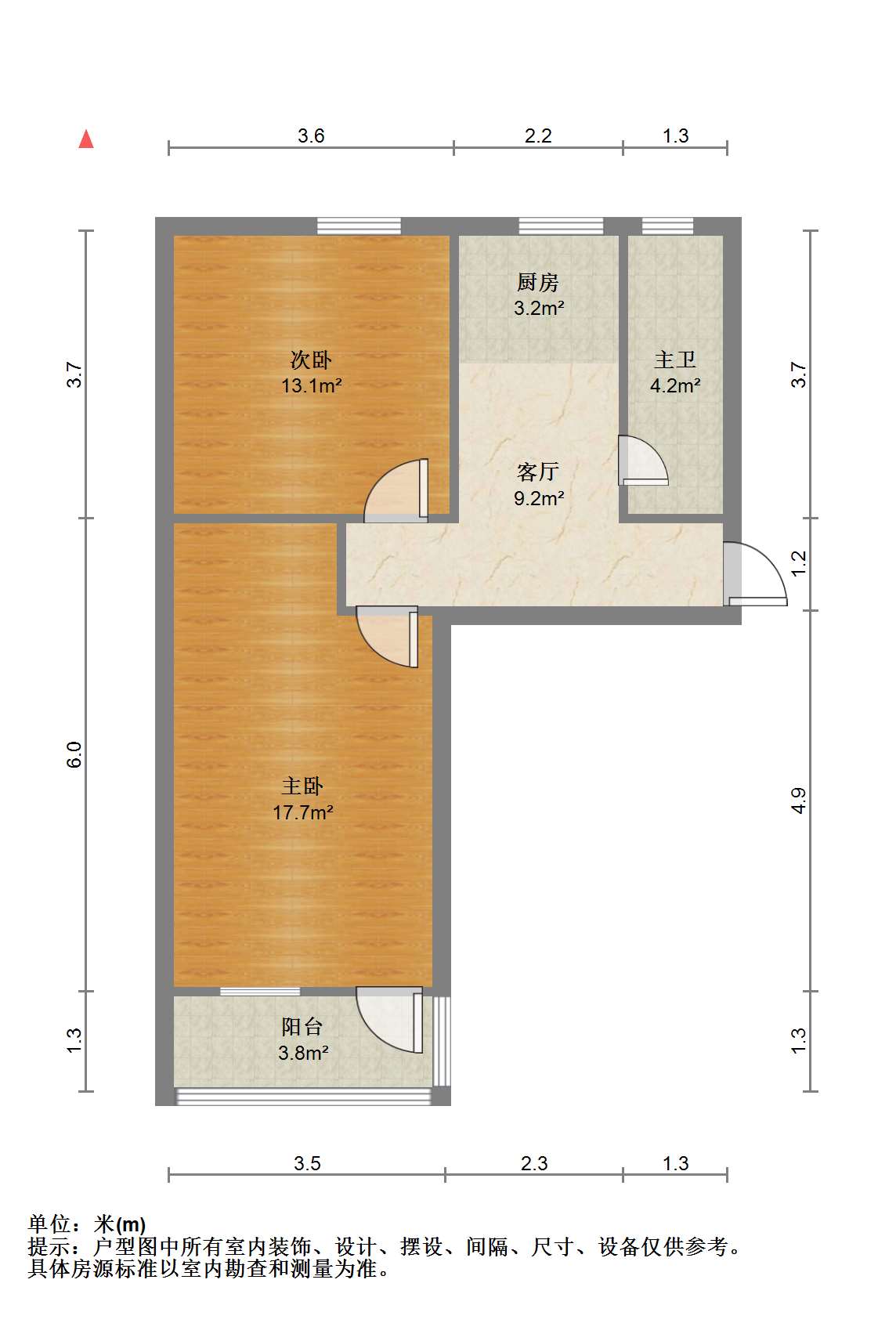 跃龙路91号院 2室1厅1卫 60.68m&sup2;