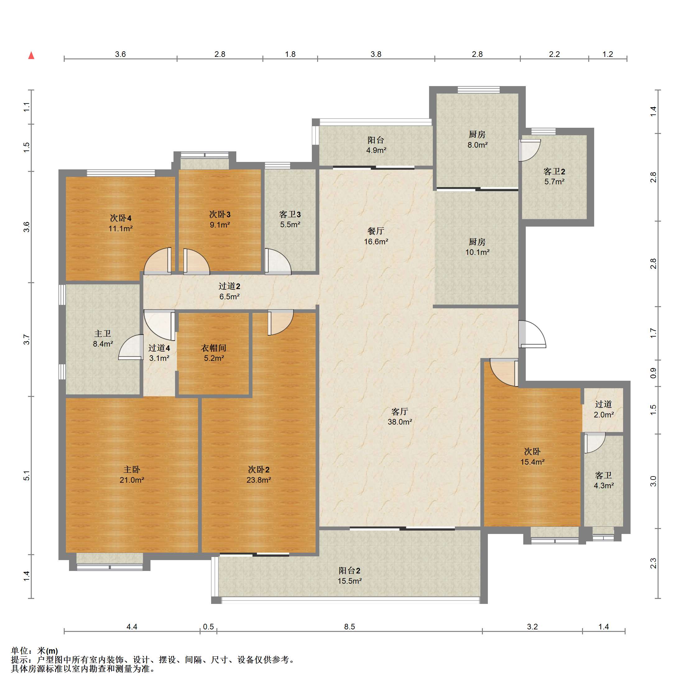 南通碧桂园翡翠华府 4室2厅2卫 266.00m&sup2;