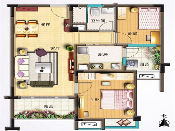 碧桂园(南通经济技术开发区) 2室2厅1卫 88m&sup2;