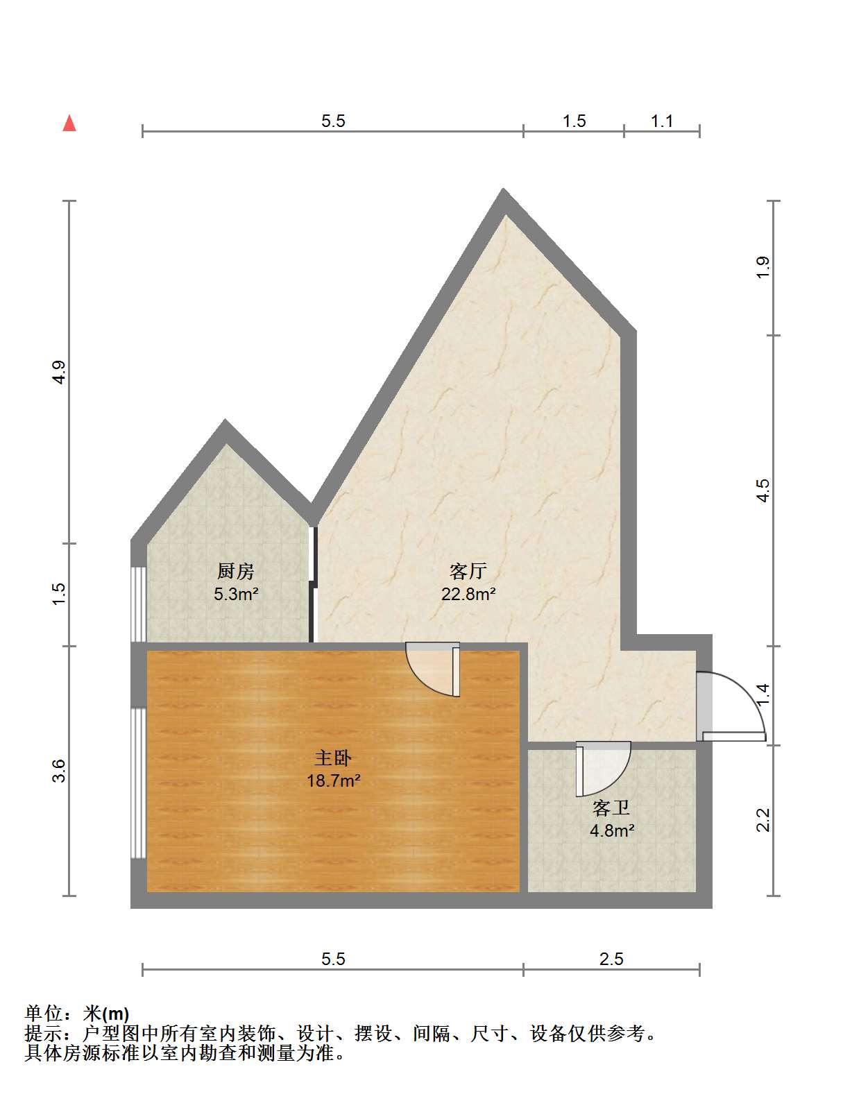 佳利秀水公寓 1室1厅1卫 61.33m&sup2;
