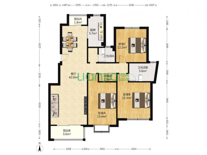 华润悦锦湾 3室2厅1卫 96m&sup2;