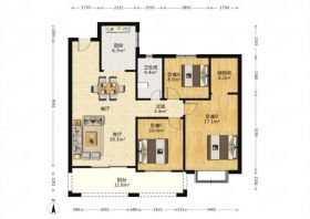 华强城 3室2厅1卫 120m&sup2;